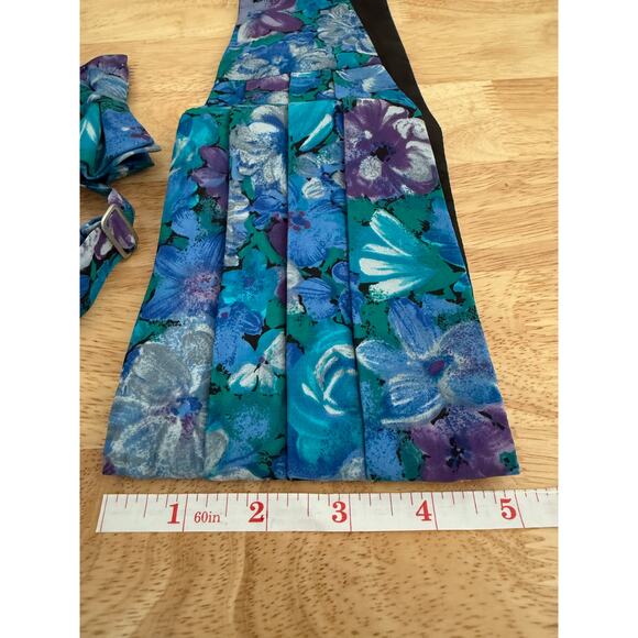 The Tie Rack Set of Matching Bow Tie & Cummerbund Blue Purple Floral One Size JL - Picture 11 of 12